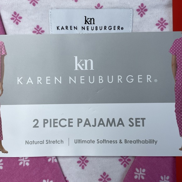 Karen Neuburger Women's M Pajama Set Pink Cotton Blend h0039 - Picture 3 of 6